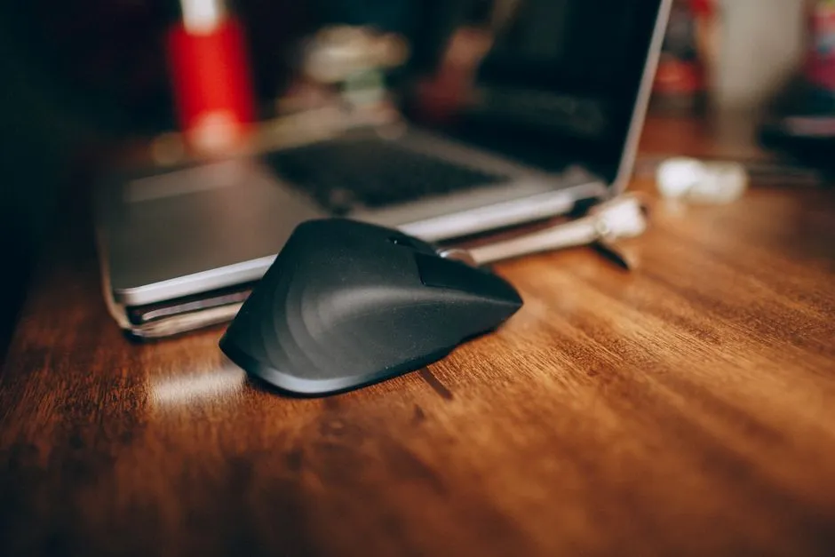 Computer mouse on a wooden desk, illustrative of the pointing device your cursor scheme controls